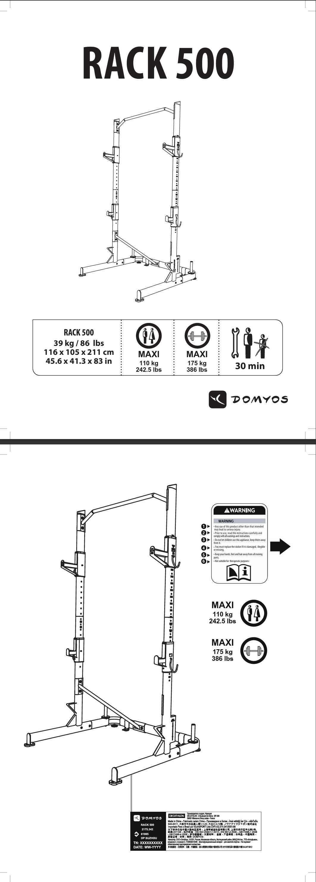 RACK 500 Supporte para barra / Desporto