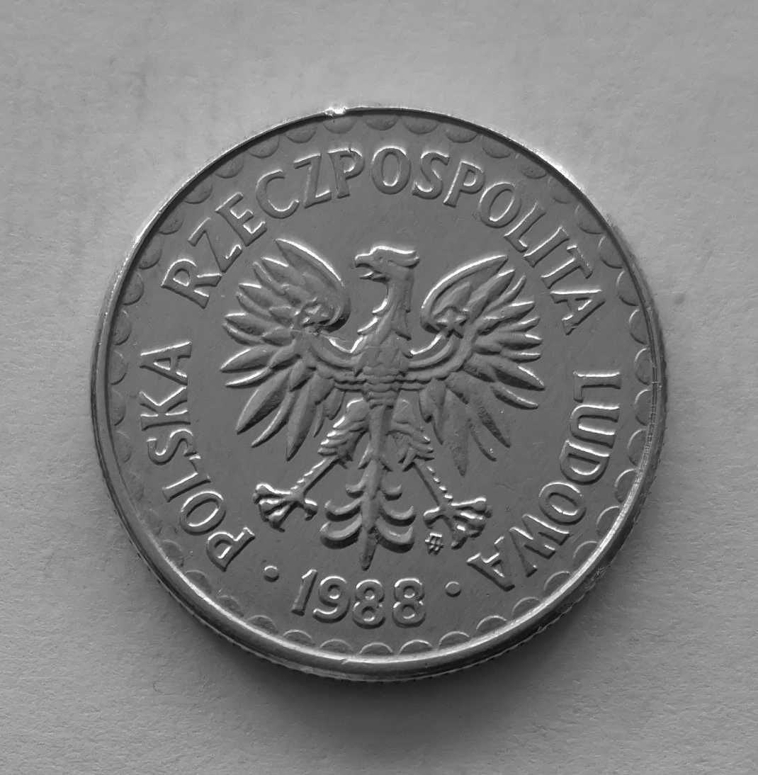 Moneta PRL 1 złoty 1988r.Al.Stan menniczy.