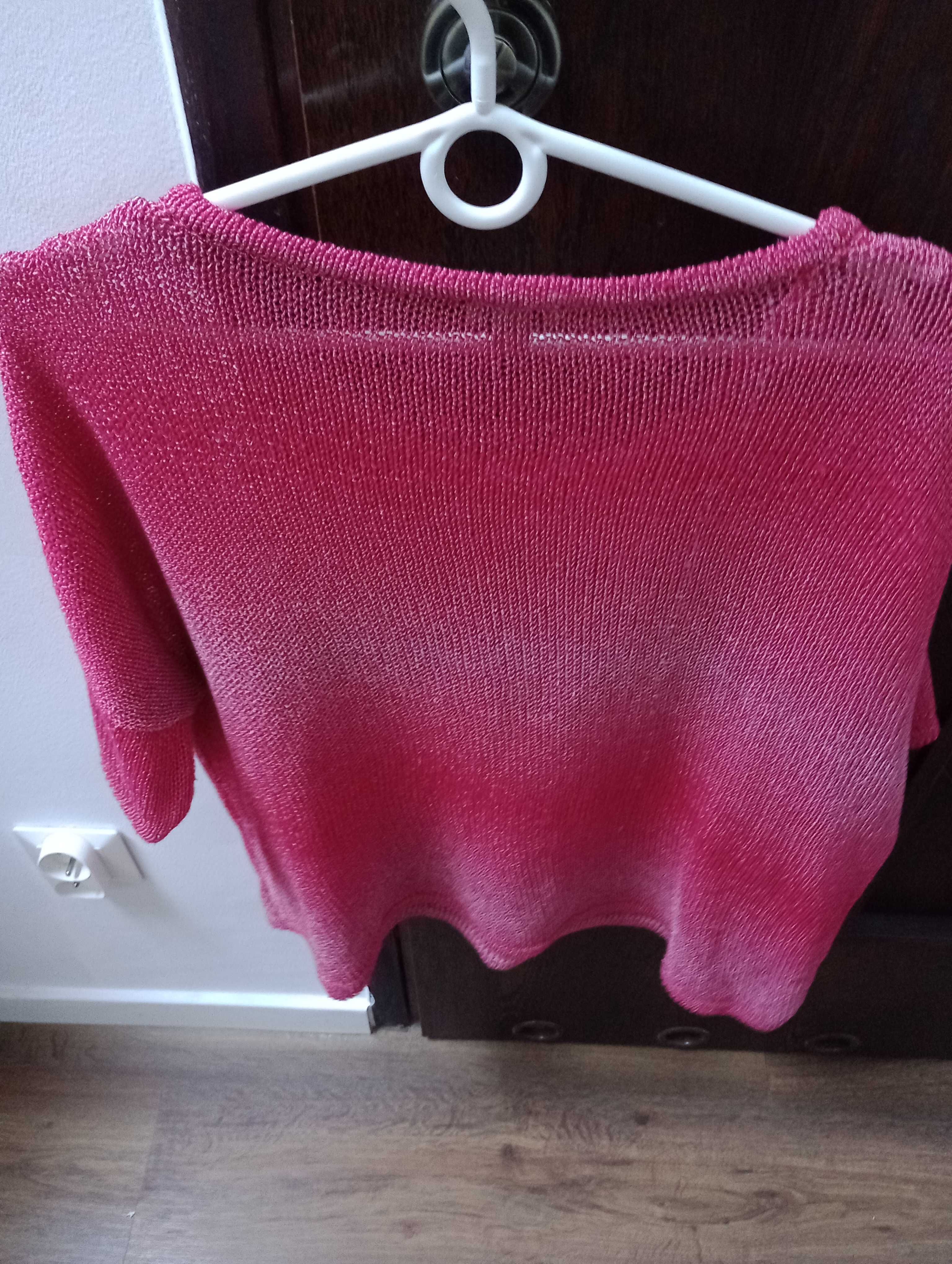 Sweterek różowy narzutka rozmiar L