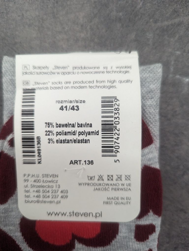 Skarpety męskie Steven 41-43 serca na walentynki