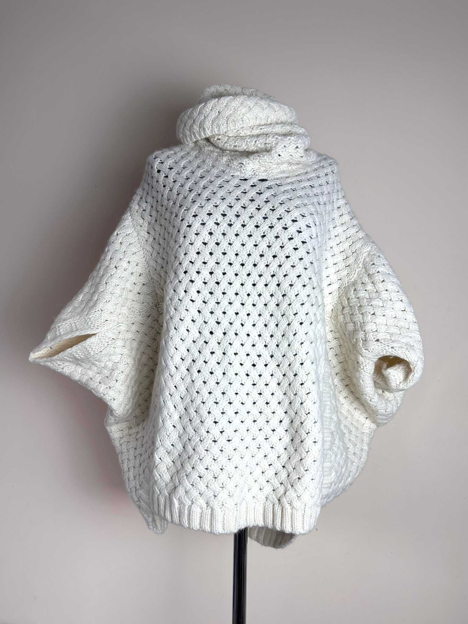 Sweter wełniane ponczo Massimo Dutti alpaka oversize r. M