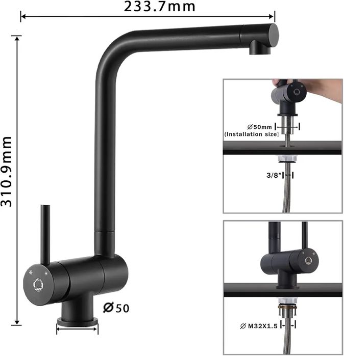 NOWA Gar. 5 lat Składana Bateria kuchenna CECIPA czarna