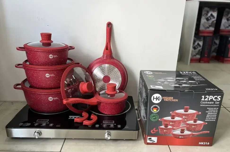 Набір граніт посуду з силіконовими кришками HK-316 – 17 предметів