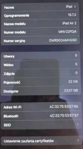 iPad Air 2 32GB WIFI stan idealny A1566