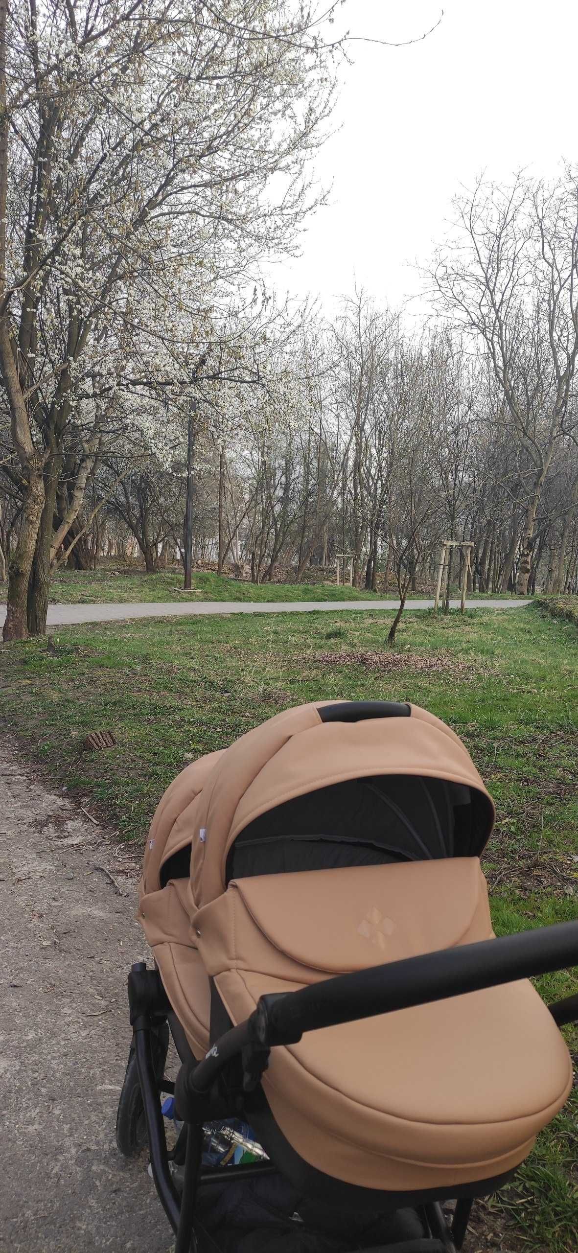 Коляска для двійні Bebetto B 42 PRO Карамель / Візок для двійні
