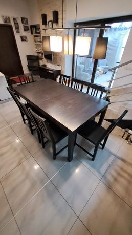 Stół rozkładany ikea Bjursta i 10 krzeseł
