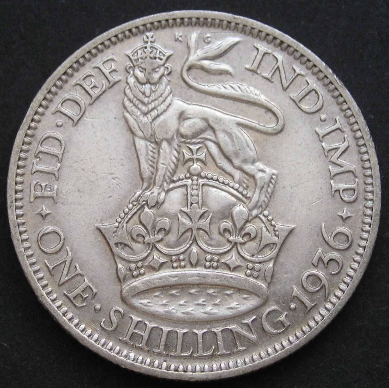 Wielka Brytania 1 shilling 1936 - król Jerzy V - SREBRO