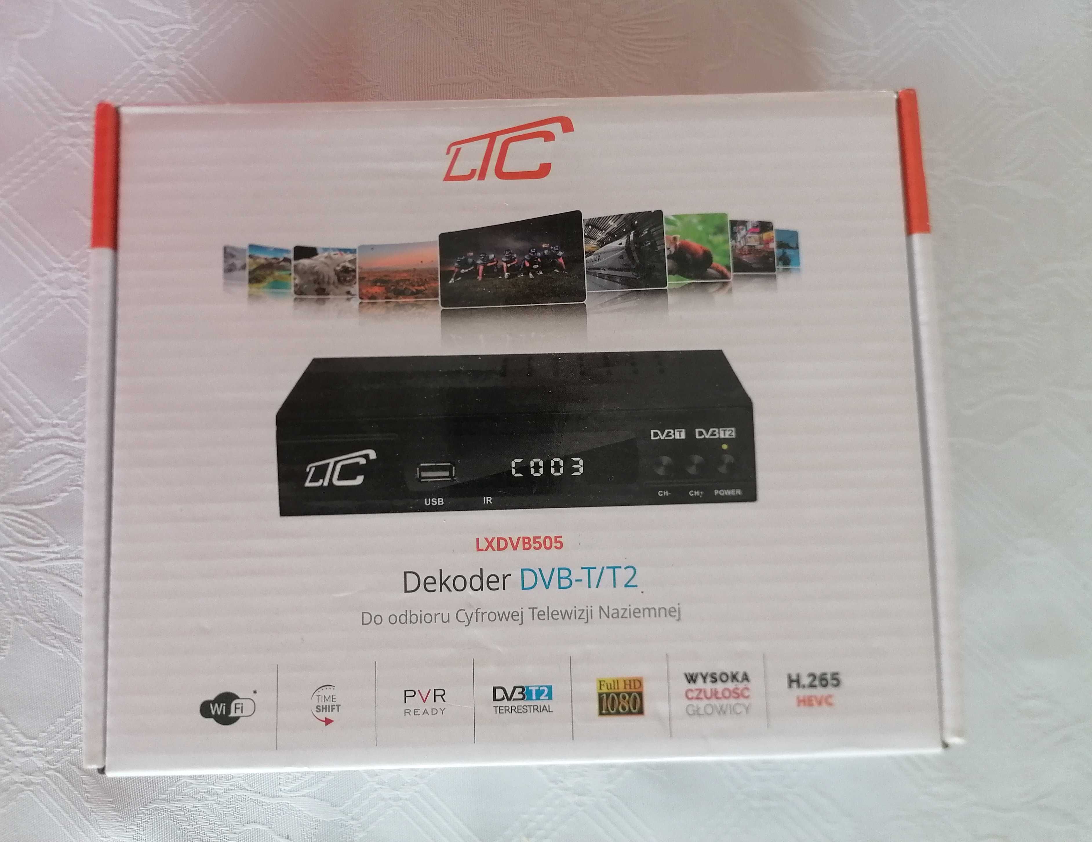 Tuner DVB-T-2 LTC TV naziemnej DVB505 z pilotem H.265