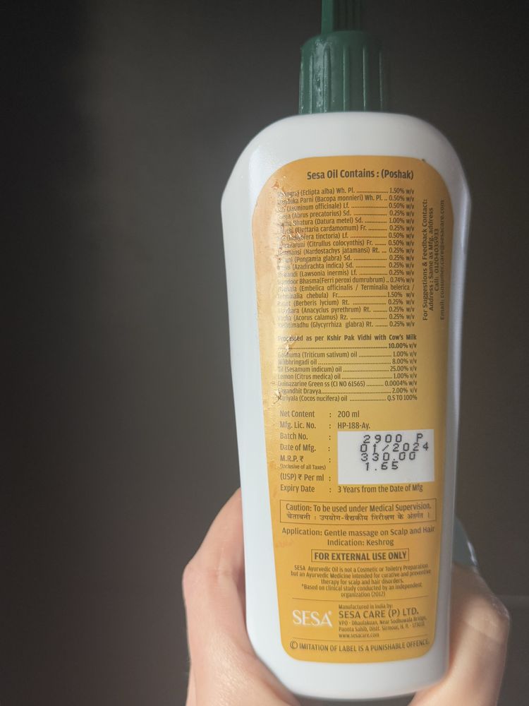 Sesa olejek na porost włosów wcierka olej 200 ml