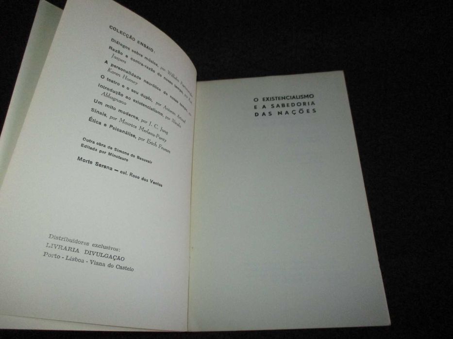 Livro O Existencialismo e a Sabedoria das Nações Simone de Beauvoir
