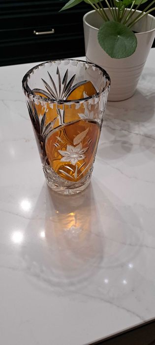 Polski Wazon Kryształowy Huta JULIA Sygnowany 21cm stan idealny