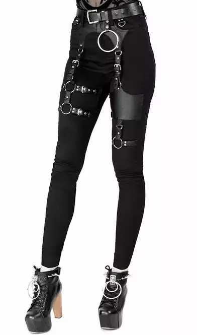 Spodnie RESTYLE harness goth killstar ring alternative disturbia