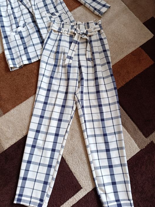 Garnitur damski w kratę , marynarka oversize 34 Primark