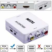 Конвертер переходник AV to HDMI, ВХОД 3RCA(мама) на ВЫХОД HDMI(мама)