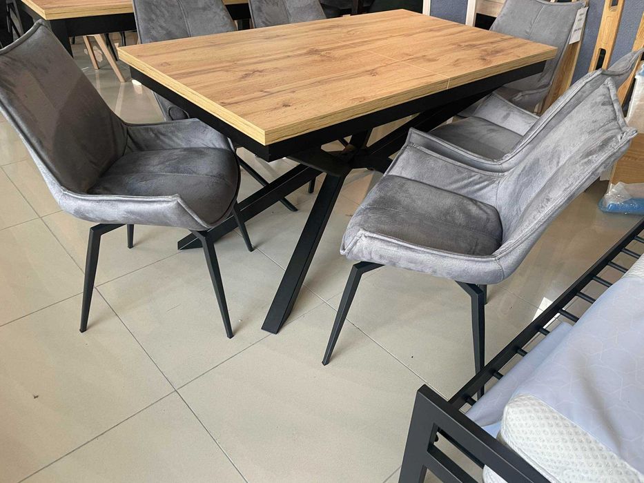 (104L)  Stół pająk rozkładany + 6 krzeseł Bilbao, 2499 zł nowe