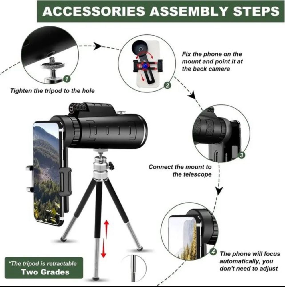 Binóculos monocular para caça 40x60