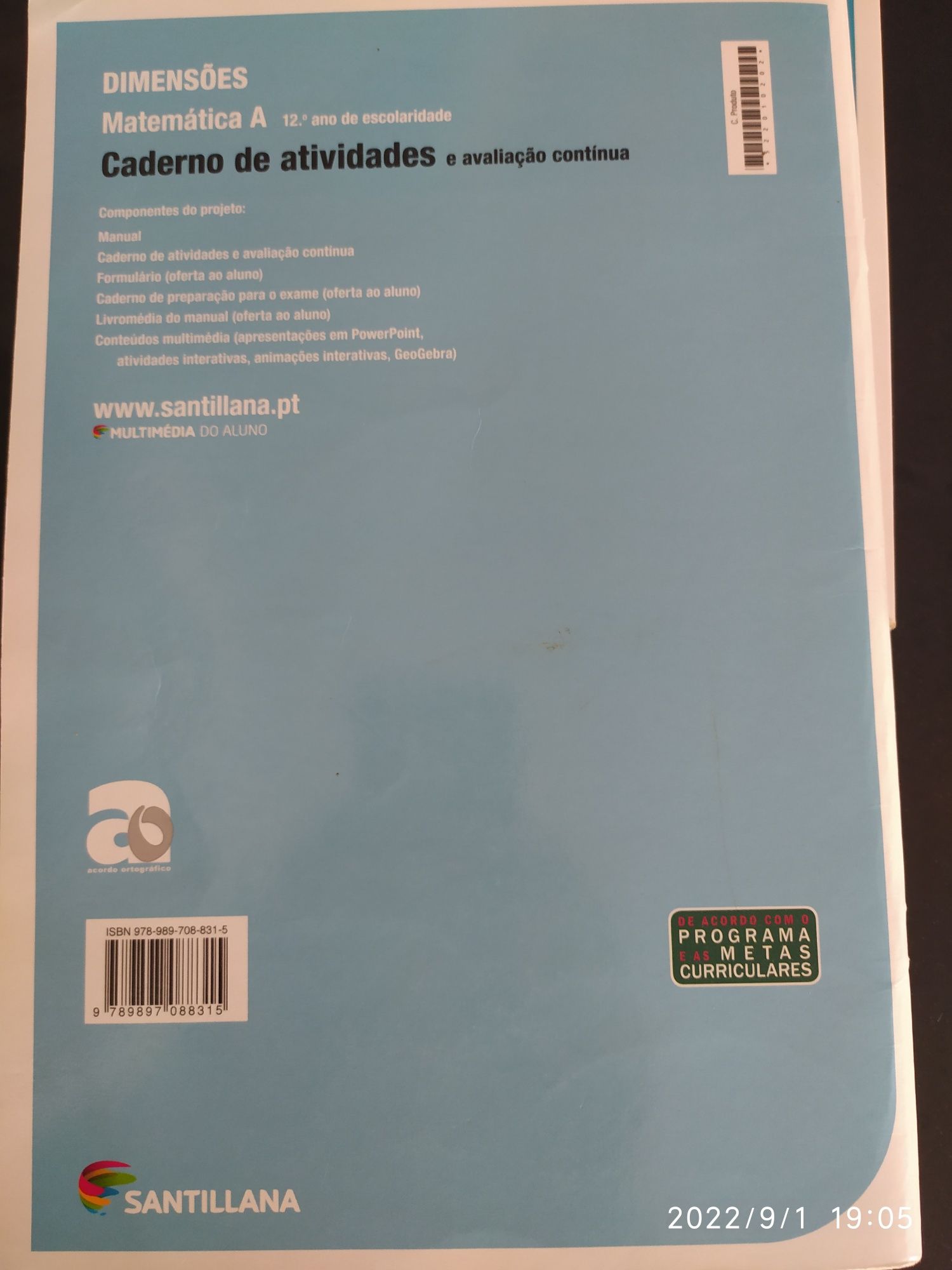 Matemática 12ano - manual volume 1 e 2 e caderno atividades