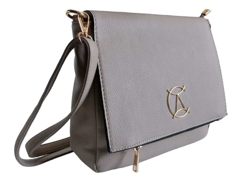 Szara Modna Listonoszka Damska Na Ramię - Klasyczna Torebka Damska