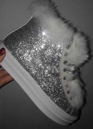 Сліпони, крипери на платформі, білі на хутрі 39 р