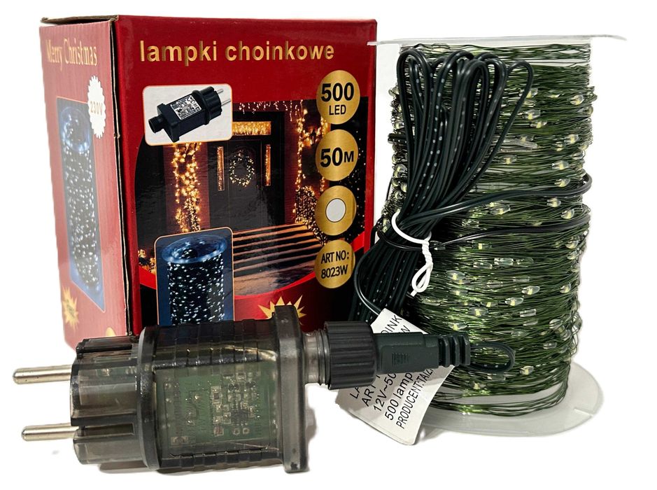 Lampki choinkowe 500 led 50 światełka druciki ryż girlanda zimny biały