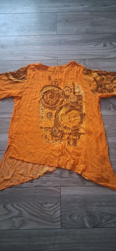 GANESCHA boho Indonezja bluzka /tunika L/XL pomarańczowa wzór gratis w