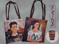 NOWA torba torebka na zakupy shopperka Kahlo Frida Autoportret papugi