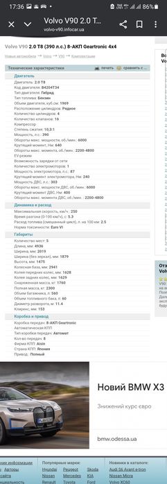 Продам VOLVO V90 T8 awd piug-in hybrid 2.0