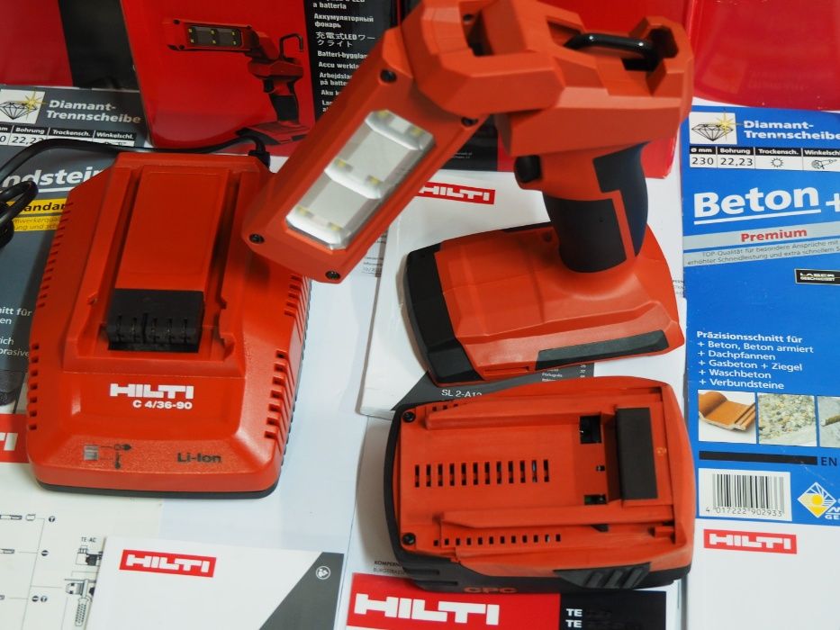 Zestaw lampa HILTI SL 2-A22 latarka bateria 22v 2,6Ah ladowarka aku