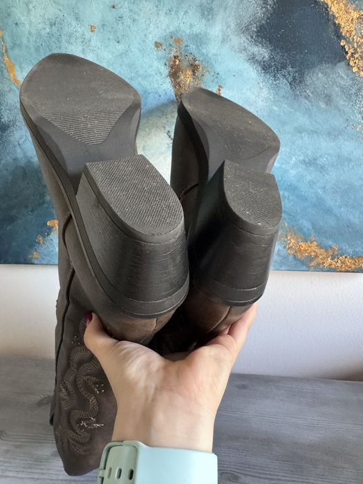 Kozaki brazowe even&odd• r39• kowbojki• z pudełkiem