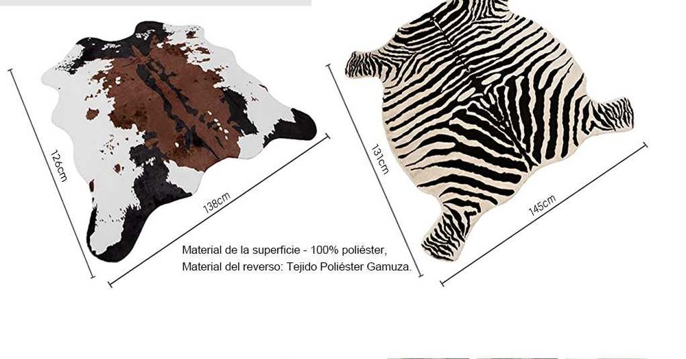 Tapete sintético ZEBRA / VACA 131 x 145 cm retro clássico rústico NOVO
