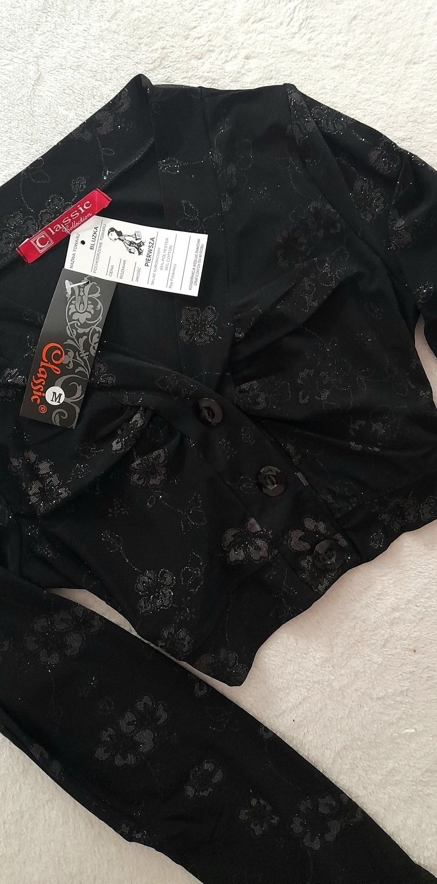 OKAZJA nowa kobieca sexy bluzka top dekolt v brokat kwiaty 38 m 40 s