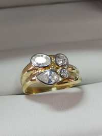 WŁOSKI złoty pierścionek szeroki na bogato lśniący atrakcyjny