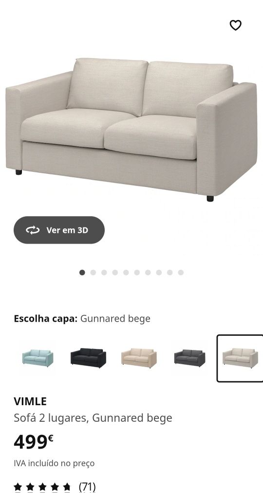 Sofá VIMLE IKEA 2 lugares