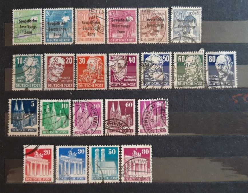 Niemcy, Strefy Okupacyjne. Znaczki kasowane, rok 1948.