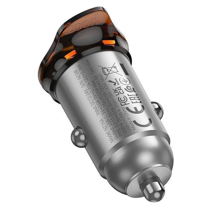 Ładowarka samochodowa Hoco USB A + USB C QC3.0 PD 3A 43W + kabel USB C