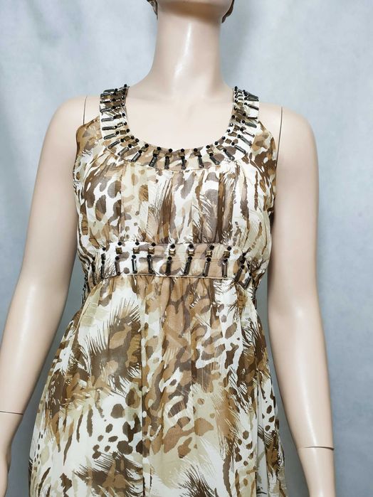 Sukienka maxi  w panterkę długa SARA KELLY ELLOS 44 2XL SU0014