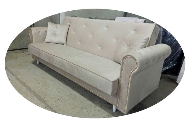 RATY kanapa sofa wersalka z kryształami Chesterfield łóżko rozkładana