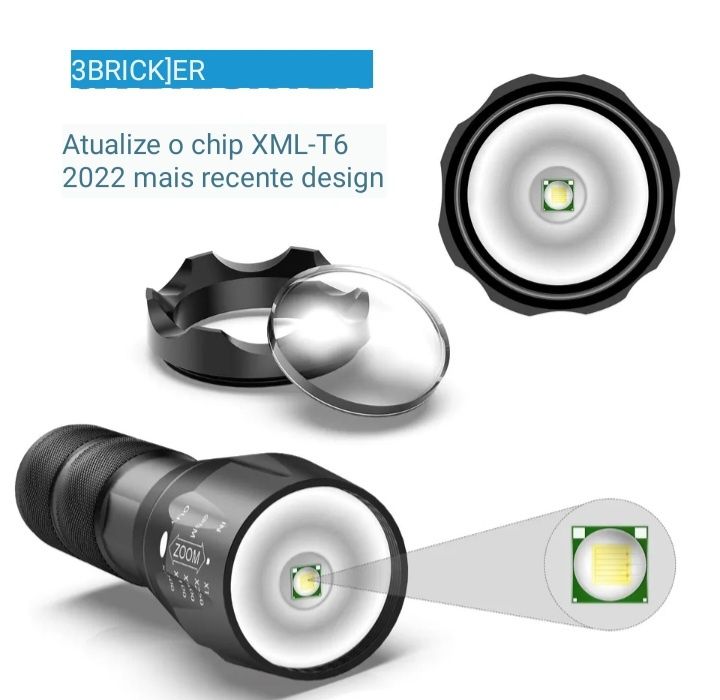 Lanterna tática LED T6 1000 lumens