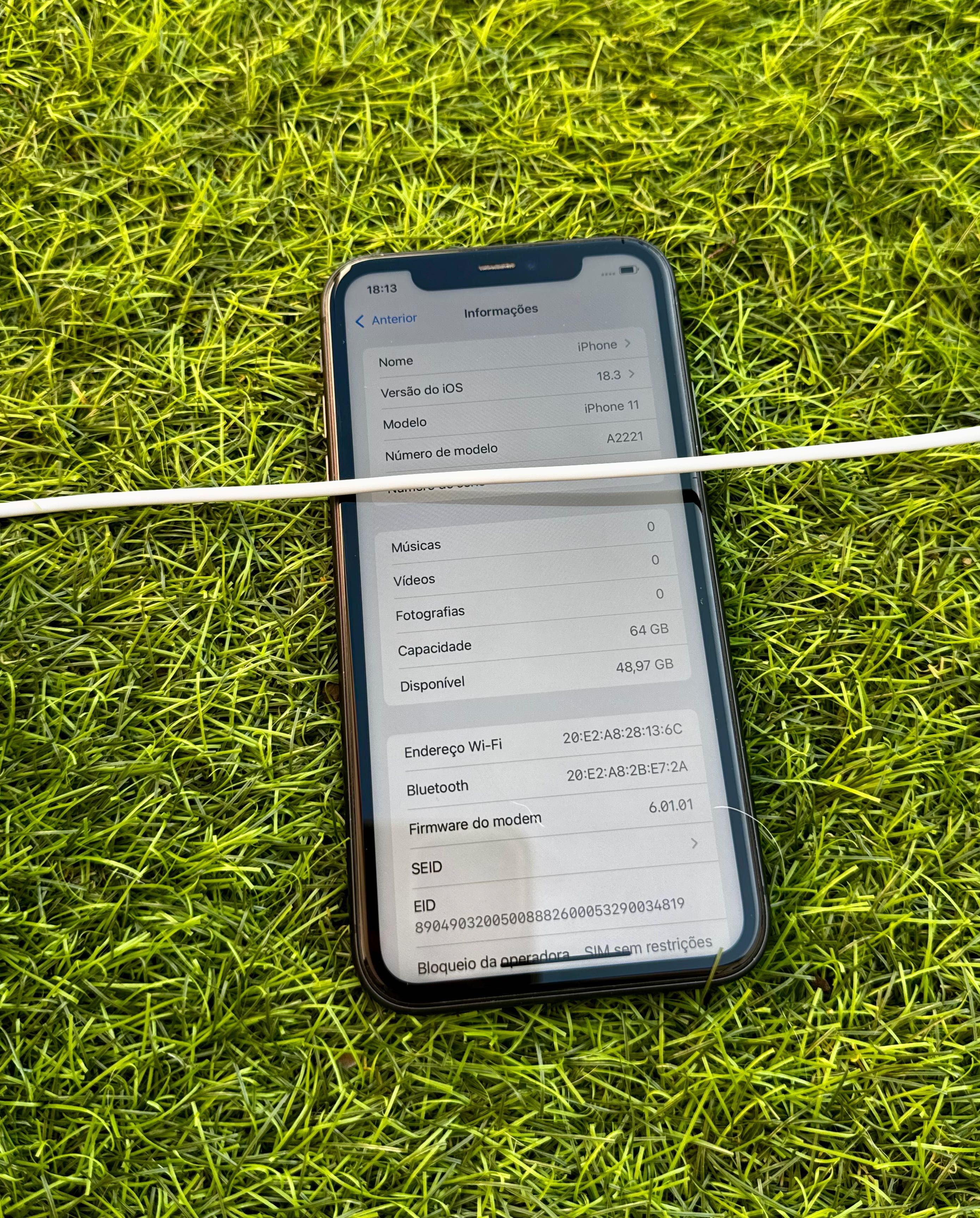 iPhone 11 + capa + (bateria nova)
