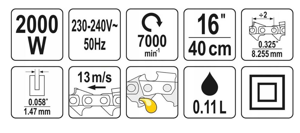 YATO piła łańcuchowa elektryczna 2000W (2,72KM) – YT-84870