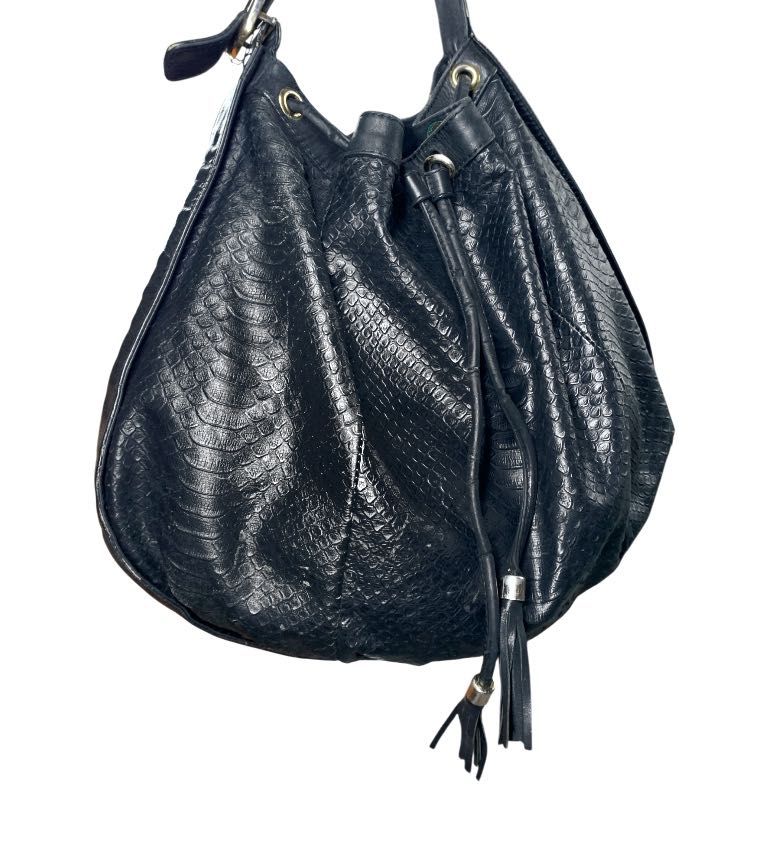 Женская сумка Gucci black python interlocking icon drawstring оригинал