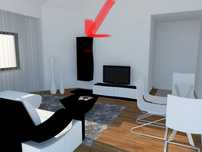 Móvel vertical de sala com prateleiras
