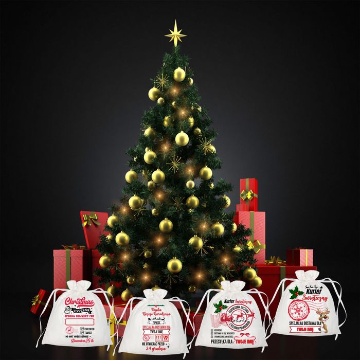 Worek na prezenty świąteczny TWOJE IMIĘ na święta gwiazdkę pod choinkę