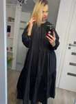 H&M dluga czarna luzna obszerna oversize sukienka bawelniana boho L/XL