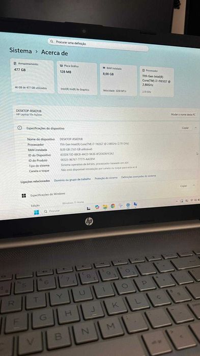 Notebook HP 15s i7 11ª Geração – Ótimo Estado