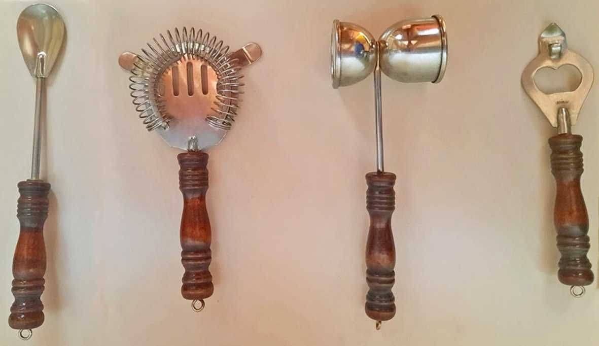 Conjunto de Utensílios de Bar com Suporte Vintage, Novo