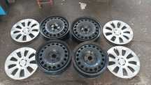 Felgi stalowe 5x112 6,5J17 ET38 VW SEAT AUDI SKODA + kołpaki