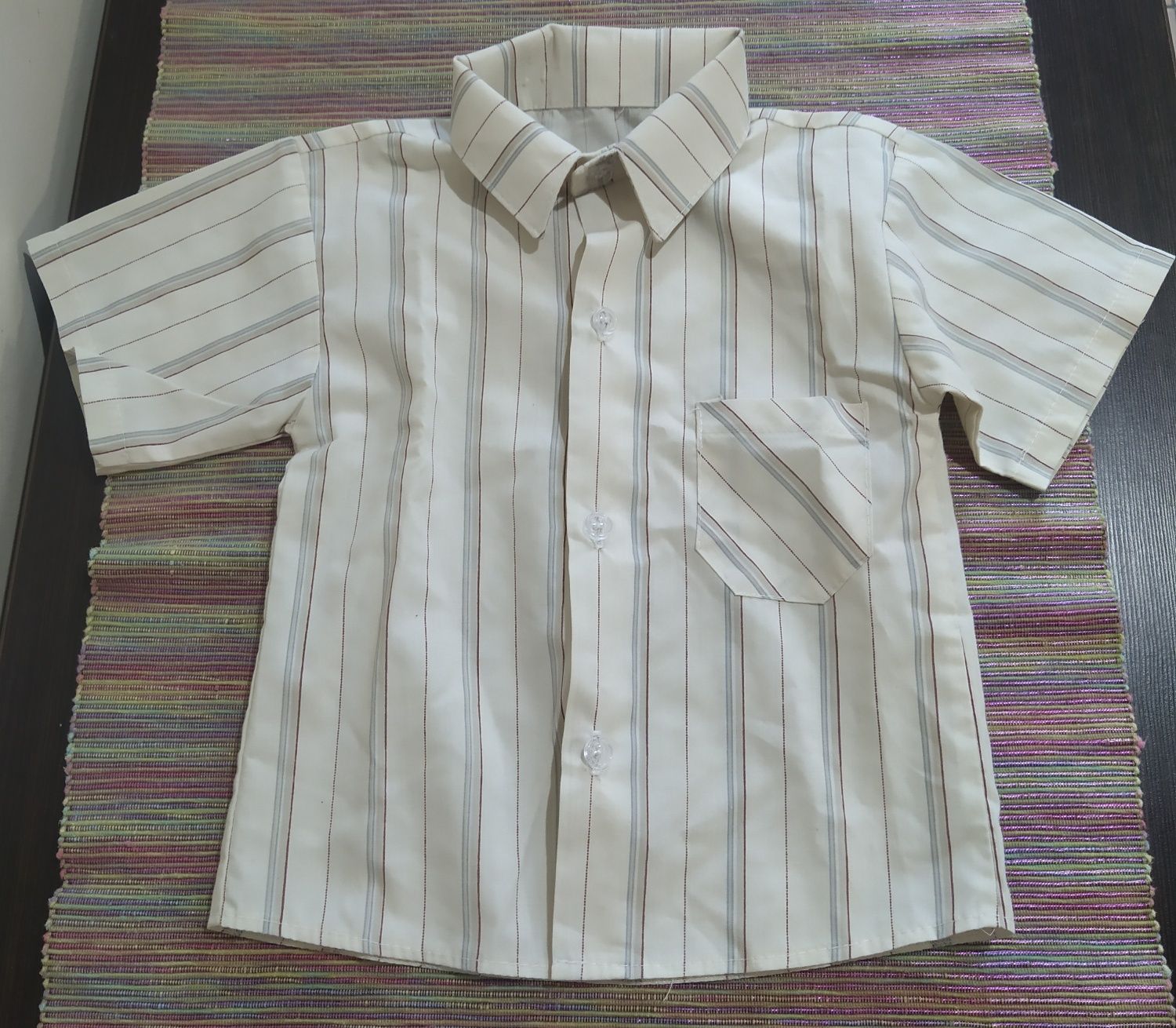Elegancka beżowa koszula z krótkim rękawem rozmiar 86