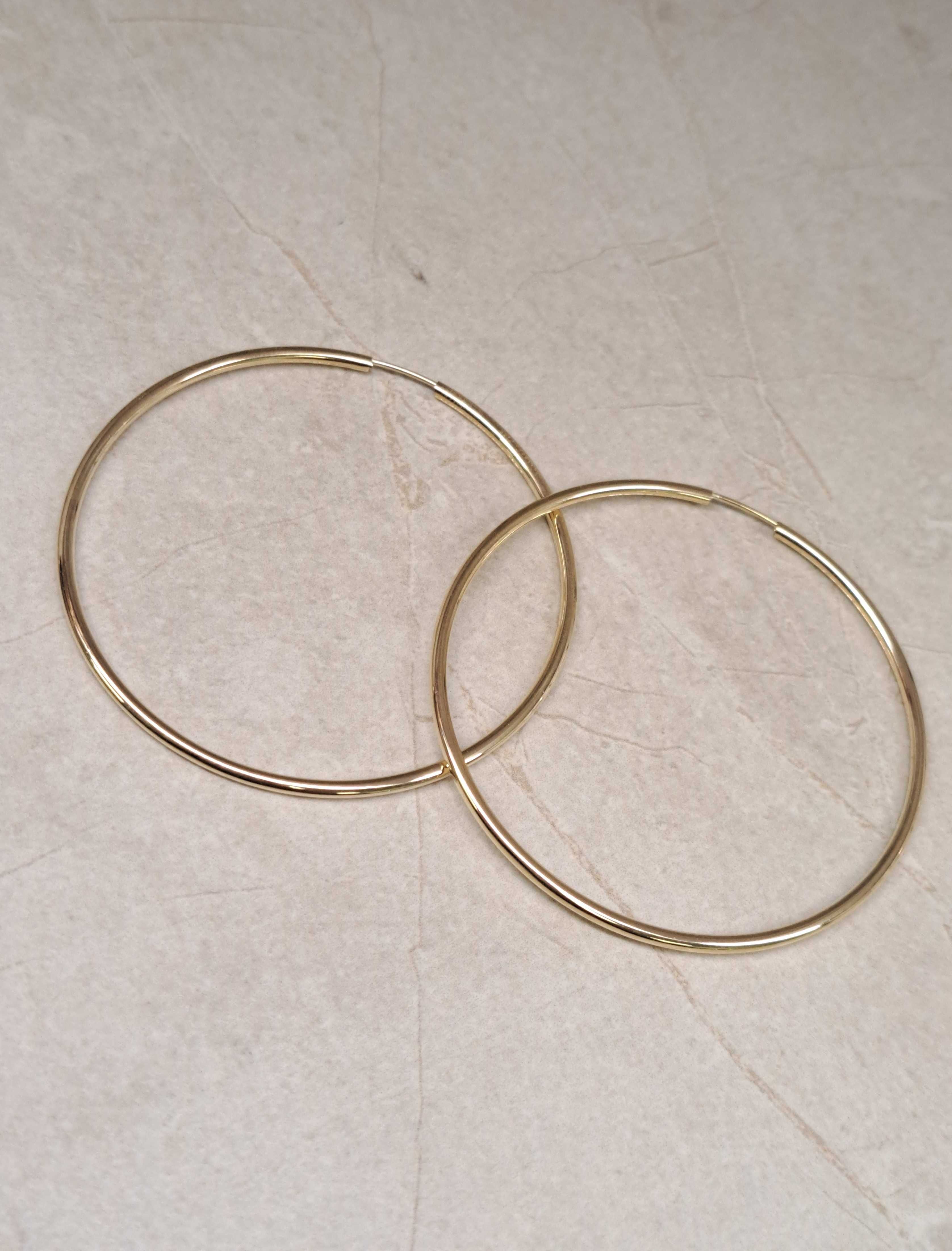 Złote Kolczyki Koła 14K pr.585 Średnica 4,5cm Piękne polecam !