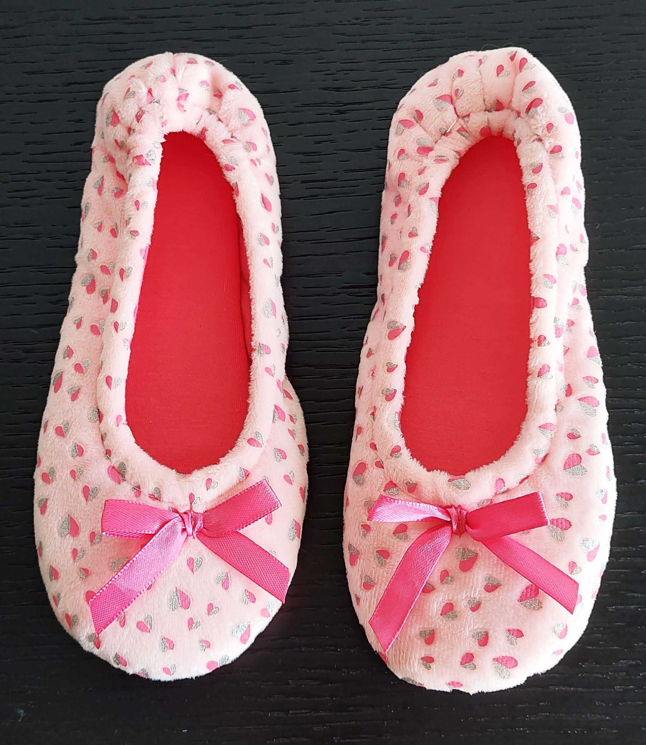 Pantufas antiderrapantes rosa de menina tamanho 32